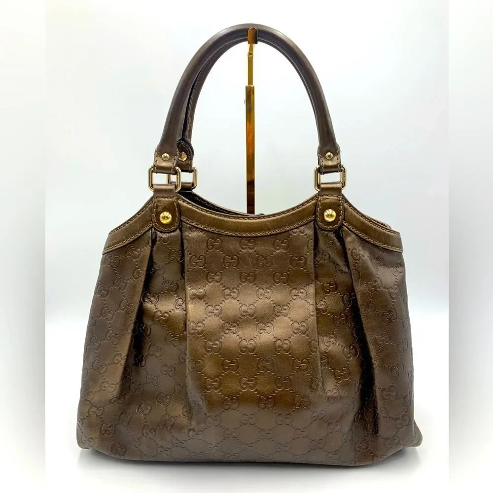 Auth GUCCI Guccisima Bronze Metallic Sukey Handbag Preloved Excellent Condition.